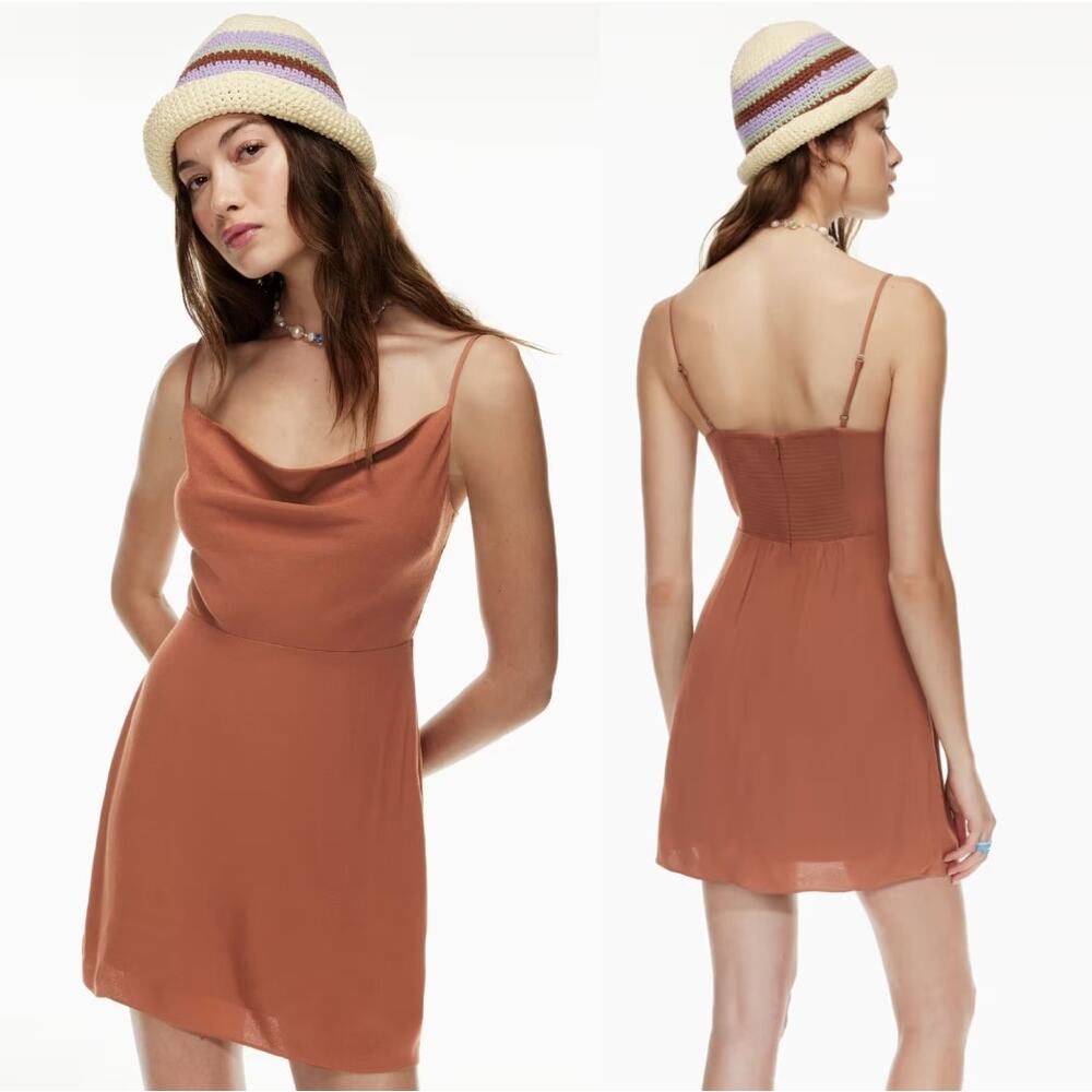 Aritzia Terracotta Cowl Neck Mini Dress